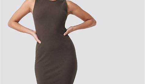 Ribbed Jersey Dress Brown