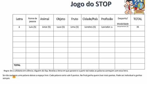 Compartilhando Ideias: Jogo Stop das palavras