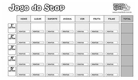 JOGO DO STOP (BRINCADEIRAS EM FAMÍLIA)