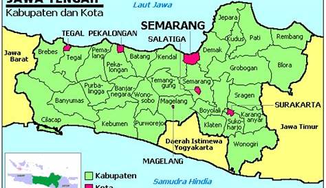Peta Jawa Tengah lengkap dengan daftar 35 kabupaten dan kota - Sejarah