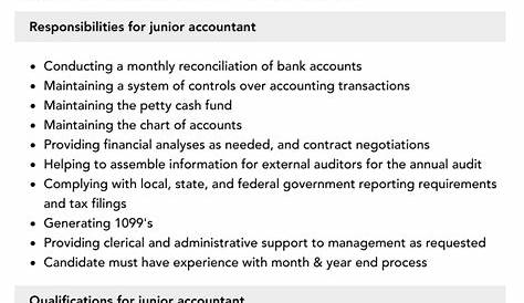 Junior Accountant job description template | Workable