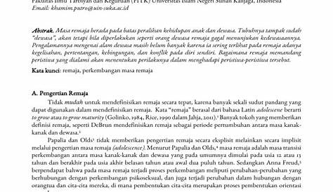 Contoh Jurnal Psikologi Eksperimen Tentang Perkembangan Remaja PDF | PDF