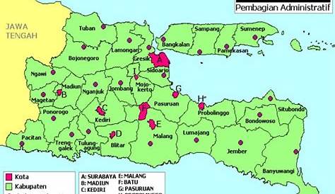 Peta Jawa Timur Lengkap Dengan Nama Kabupaten dan Kota - Tarunas