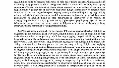 Kahalagahan Ng Wikang Filipino Research