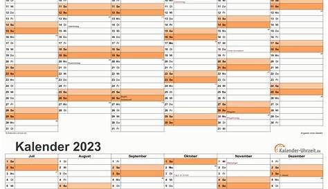 Zweijahreskalender 2023 und 2024 als Excel-Vorlagen zum Ausdrucken