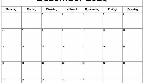 Kalender Dezember 2020 als PDF-Vorlagen