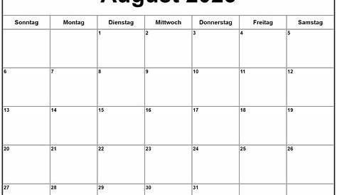 Monatskalender August 2023 - Monats-Terminkalender kostenlos ausdrucken