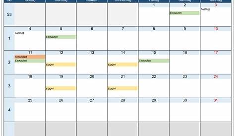 Kalendervorlage » Vorlagen gratis