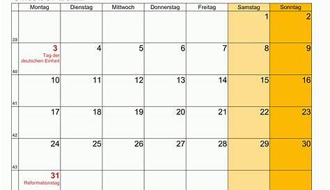 Kalender Oktober 2022 als PDF-Vorlagen