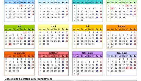 Kalender 2026 Österreich in Excel zum Ausdrucken