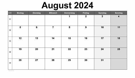 Kalender August 2023