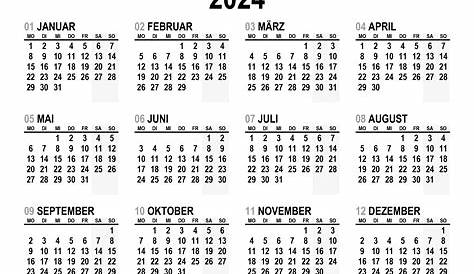 KALENDER 2024 ZUM AUSDRUCKEN - KOSTENLOS