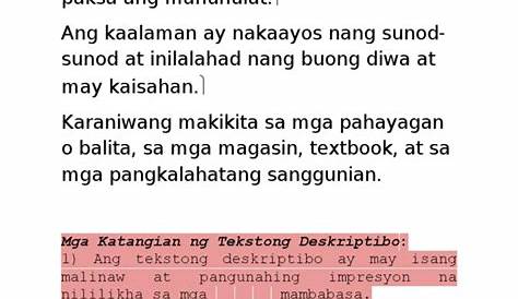 Tekstong Deskriptibo 2 Doc Detailed Lesson Plan Dlp Pagbasa At | Porn