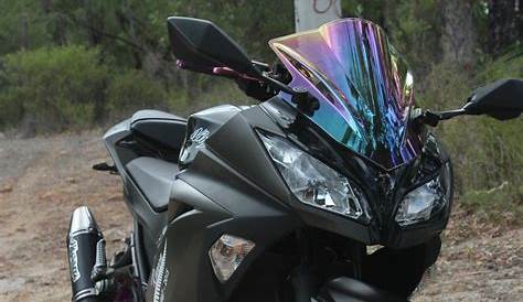 Purple & Black Kawasaki Ninja 300 with Double Bubble Iridium Windshield