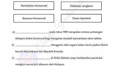 Latihan Sejarah Tahun 6 Pembentukan Malaysia