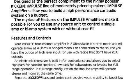 Kicker Impulse 354Xi Impulse 654Xi Owner's Manual