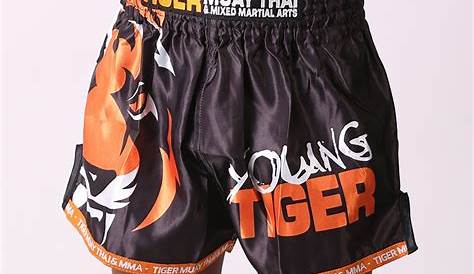 Kids Muay Thai Shorts "Young Tiger" Black & Blue TMT Fightstore