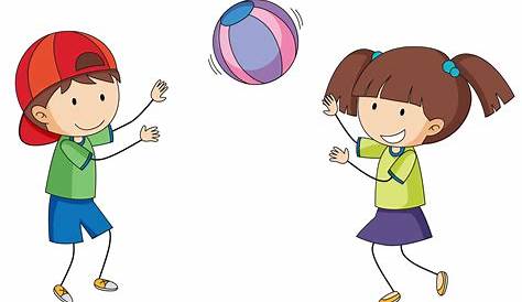 Kind spielt mit Ball Clipart, Bild, Illustration, Cartoon gratis