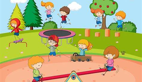 Children Playing in Playground Stock Vector - Illustration of outdoor