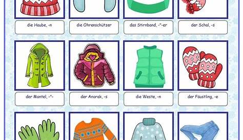 Label the Winter Clothes (die Kleidung) in German (#2) - Enchanted Learning