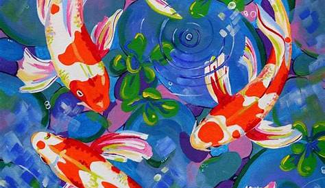 Colorful Koi Fish Multi Panel Canvas Wall Art in 2021 | Fish wall art