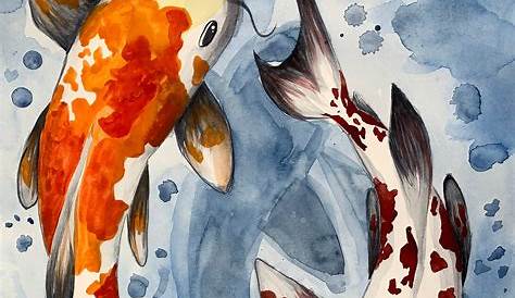 Koi Fish Original watercolor painting Artwork Gift for him | Etsy