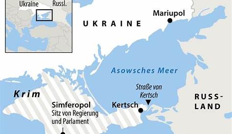 Karte der Krim vor den Fahnen von Ukraine und Russland, Krim-Krise