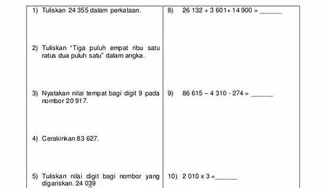 Ujian Soalan Matematik Tahun 4 2020 - Riset