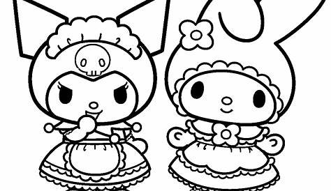 Printable My Melody And Kuromi Coloring Pages - Minimalist Blank Printable