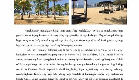 Lakbay Sanaysay Sa Beach Resort - regalong sanaysay