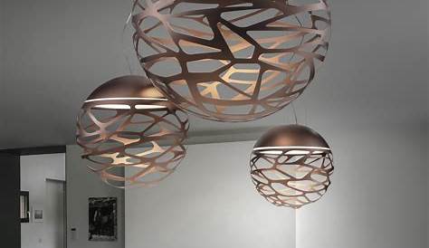 Lampe Suspension Designer Design Globe 3L En Métal Cuivre Brillant