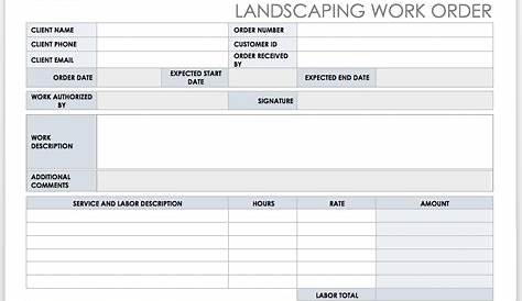 Landscaping Invoice or Work Order Printable Editable Invoice Etsy