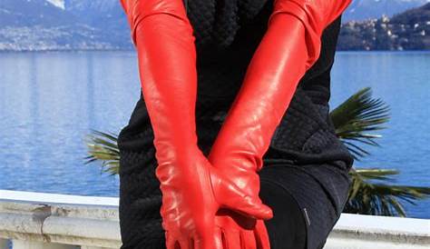 Schulterlange rote Lederhandschuhe - MICELI Gloves | Lederhandschuhe
