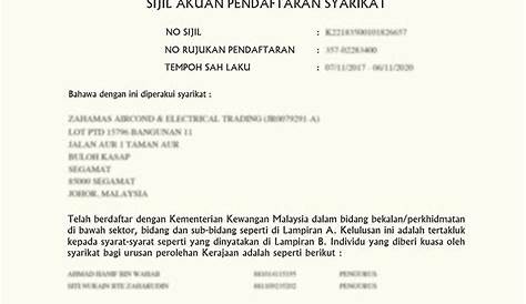 Daftar Syarikat Dengan Kementerian Kewangan Malaysia (MOF)