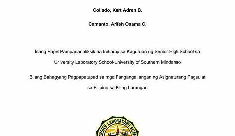 Pagsulat Sa Filipino Sa Piling Larangan Grade 12 Module Answer Key