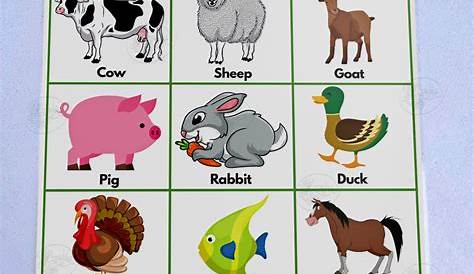 Farm Animals Laminated Educational Chart (A4) Mga Hayop sa Bukid Wall