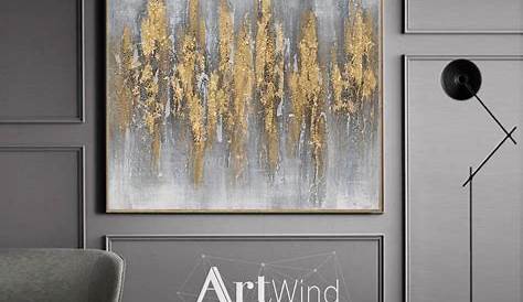 Gold Leaf Painting, Large Wall Art, Gold Wall Decor, Texture Wall Art