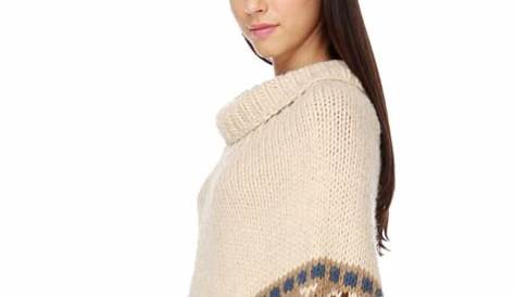 Women's Wool & Cashmere Poncho top - Available in Cream & Black - This