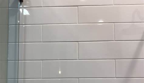 Large subway tile with mosiac shower pan and niche. | Bathroom tile