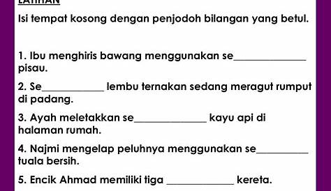 Latihan Kata Bilangan - Latihan Bahasa Melayu Penjodoh Bilangan Cikgu