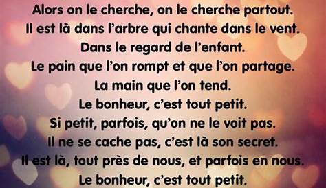 Le bonheur est tout petit – Maurice Carême Le bonheur, c’est tout petit