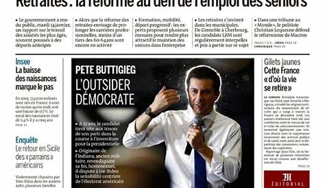 Pete Buttigieg on the front cover of Le Monde, one of the most