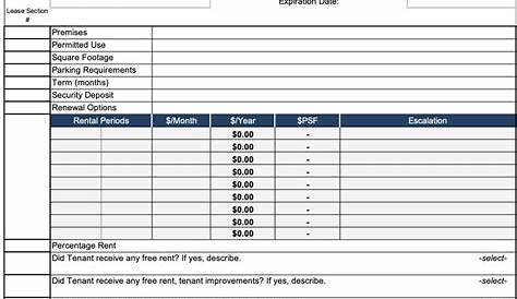 Lease Abstract Template Pdf