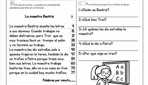 Lecturas y formatos para medir las palabras por minuto Primaria