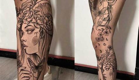 Beautiful bottom half of a leg sleeve: | Leg tattoos women, Girl leg