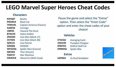 LEGO Marvel Super Heroes Cheats | مارفل سوبر هيروس كلمات السر - YouTube