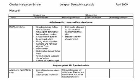 Lehrplan Deutsch Klasse 8 - Charles-Hallgarten-Schule