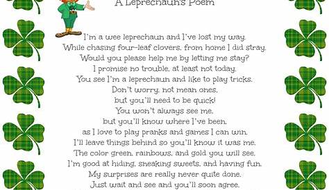 Leprechaun Poems For Kindergarten