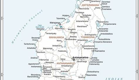 Large detailed roads map of Madagascar with all cities and airports