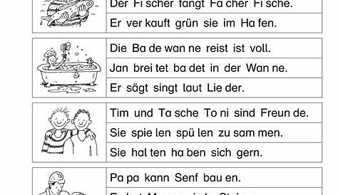 Leseblatt Ie 1. Klasse - Mini Leseratsel Herbst Schule Geschichten Frau